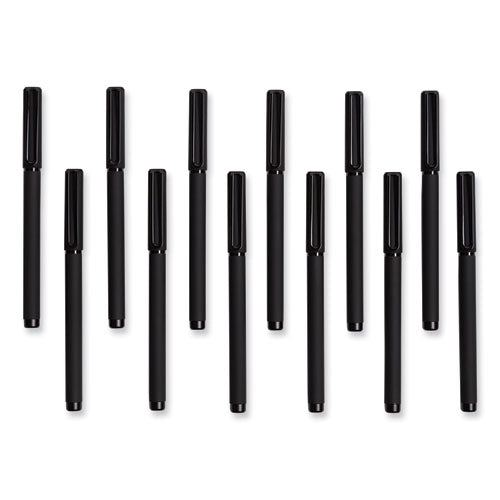 Image of U Brands 5007U01-24 Catalina Soft Touch Porous Point Pen, Stick, Fine 0.7 mm, Black Ink, Black Barrel, Dozen
