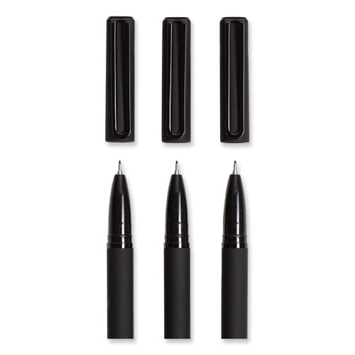 Image of U Brands 5007U01-24 Catalina Soft Touch Porous Point Pen, Stick, Fine 0.7 mm, Black Ink, Black Barrel, Dozen