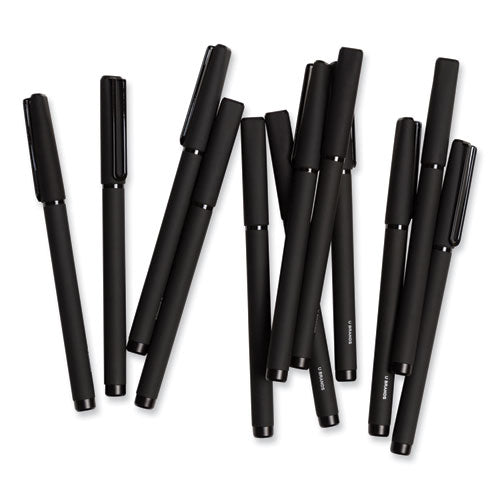 Image of U Brands 5007U01-24 Catalina Soft Touch Porous Point Pen, Stick, Fine 0.7 mm, Black Ink, Black Barrel, Dozen