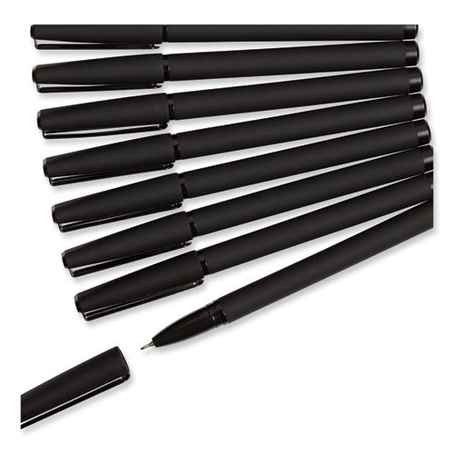 Image of U Brands 5007U01-24 Catalina Soft Touch Porous Point Pen, Stick, Fine 0.7 mm, Black Ink, Black Barrel, Dozen
