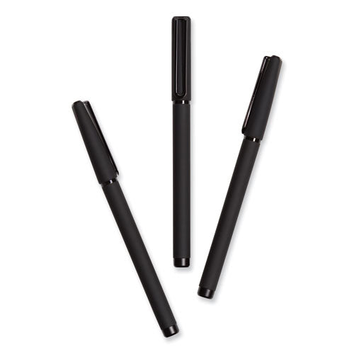 Image of U Brands 5007U01-24 Catalina Soft Touch Porous Point Pen, Stick, Fine 0.7 mm, Black Ink, Black Barrel, Dozen