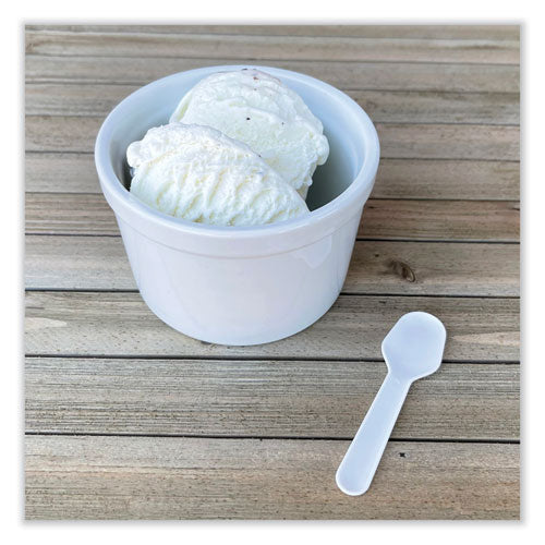 Image of Boardwalk® BWKTASTERSPOON Mediumweight Polypropylene Cutlery, Tasting Spoon, White, 3,000/Carton