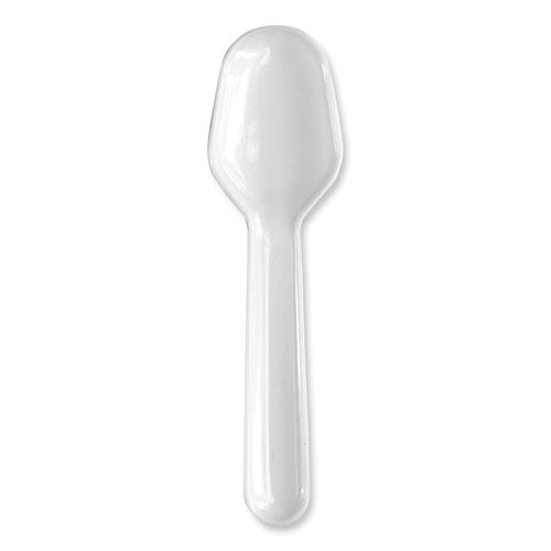 Image of Boardwalk® BWKTASTERSPOON Mediumweight Polypropylene Cutlery, Tasting Spoon, White, 3,000/Carton