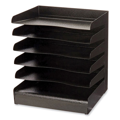 Image of Safco® 3128BL Steel Six-Shelf Desk Tray Sorter, Six Sections, Letter Size Files, 12 x 9.5 x 13.5, Black