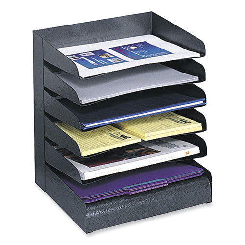 Image of Safco® 3128BL Steel Six-Shelf Desk Tray Sorter, Six Sections, Letter Size Files, 12 x 9.5 x 13.5, Black