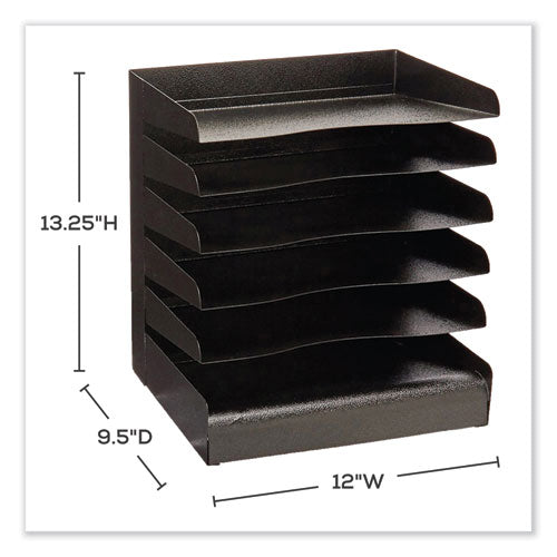 Image of Safco® 3128BL Steel Six-Shelf Desk Tray Sorter, Six Sections, Letter Size Files, 12 x 9.5 x 13.5, Black