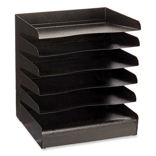 Image of Safco® 3128BL Steel Six-Shelf Desk Tray Sorter, Six Sections, Letter Size Files, 12 x 9.5 x 13.5, Black