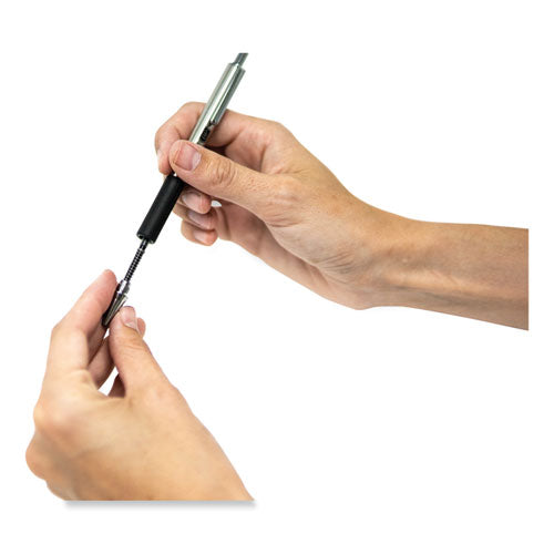 Image of Zebra® 29210 F-402 Ballpoint Pen, Retractable, Fine 0.7 Mm, Black Ink, Stainless Steel/black Barrel