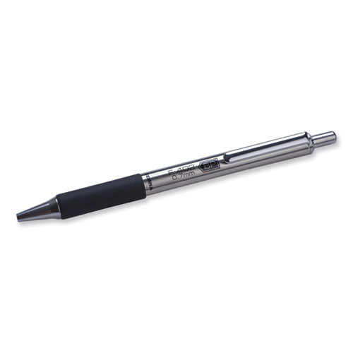 Image of Zebra® 29210 F-402 Ballpoint Pen, Retractable, Fine 0.7 Mm, Black Ink, Stainless Steel/black Barrel