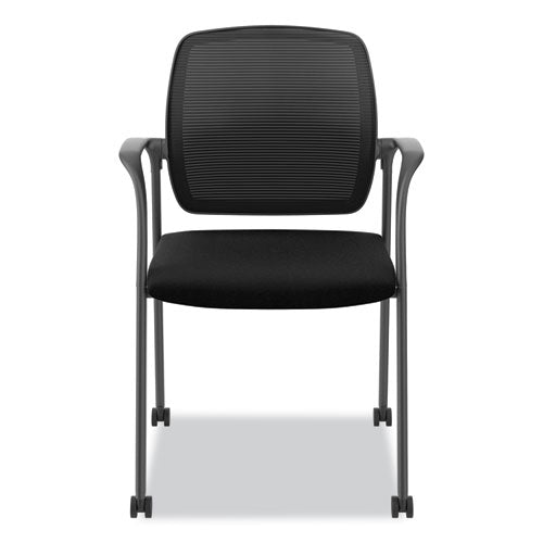 Image of HON® HNR6.F.H.IM.CU10.T.P71 Nucleus Series Recharge Guest Chair, Supports Up to 300 lb, 17.62" Seat Height, Black Seat/Back, Black Base