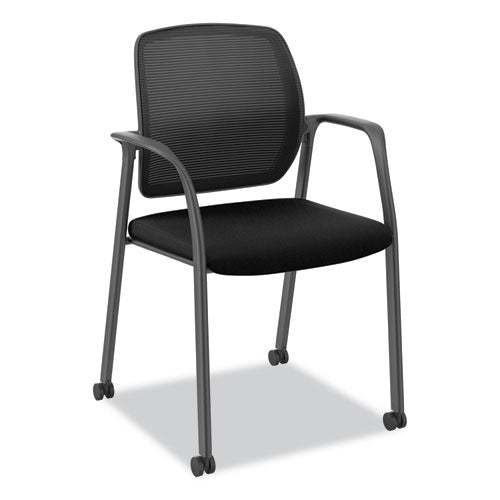Image of HON® HNR6.F.H.IM.CU10.T.P71 Nucleus Series Recharge Guest Chair, Supports Up to 300 lb, 17.62" Seat Height, Black Seat/Back, Black Base