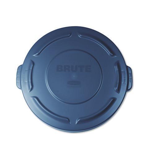 Image of Rubbermaid® Commercial FG261960GRAY BRUTE Self-Draining Flat Top Lids for 20 gal Round BRUTE Containers, 19.88" Diameter, Gray
