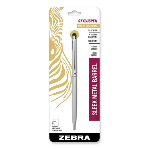 Image of Zebra® 33161 Styluspen Twist Ballpoint Pen/stylus, Silver