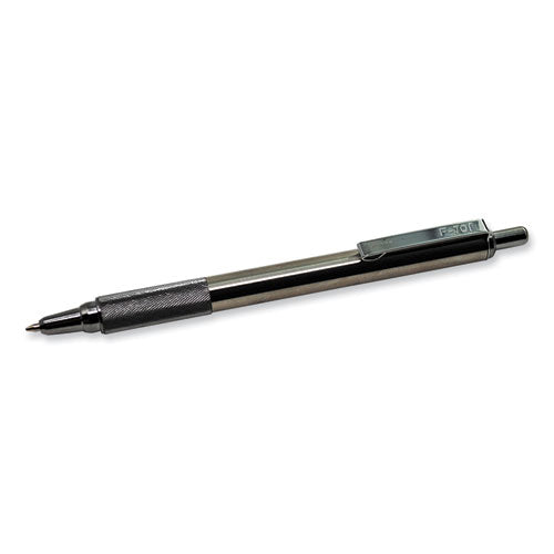 Image of Zebra® 29411 F-701 Ballpoint Pen, Retractable, Fine 0.7 Mm, Black Ink, Stainless Steel/black Barrel