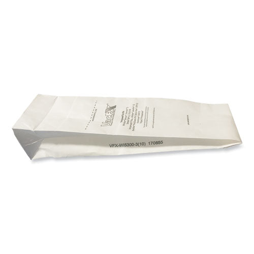 Image of VacFX® VFX-WI5300-3(10) Vacuum Filter Bags Designed to Fit Allstar Javelin 12'' Series/Windsor Sensor S/S2/XP/Veramatic Plus, 100/Carton