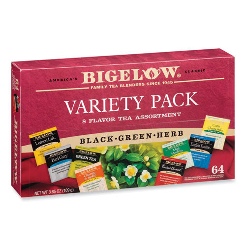 Image of Bigelow® RCB10568 Variety Pack Assorted Tea Bags, Individually Wrapped, 64 Tea Bags/box