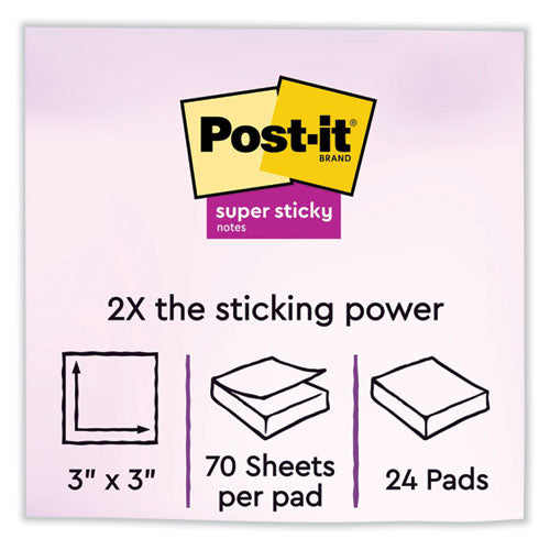 Image of Post-it® Notes Super Sticky 654-24SSJOY-CP Note Pads in Summer Joy Collection Colors, 3" x 3", Summer Joy Collection Colors, 70 Sheets/Pad, 24 Pads/Pack