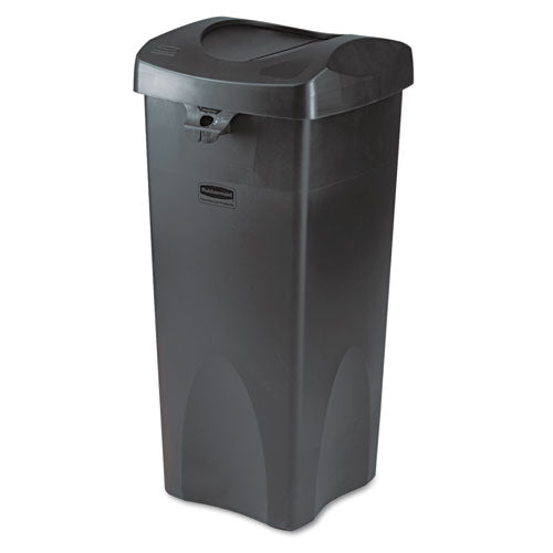 Image of Rubbermaid® Commercial FG268988BLA Swing Top Lid For Untouchable Recycling Center, 16" Square, Black