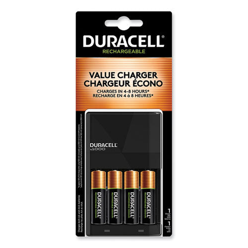 Image of Duracell® CEF14 Ion Speed 1000 Advanced Charger, For Aa And Aaa, Includes 4 Aa Nimh Batteries