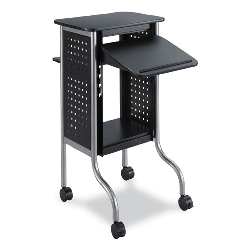 Image of Safco® 8945BL Scoot Presentation Cart, 50 lb Capacity, 4 Shelves, 21.5" x 30.25" x 40.5", Black