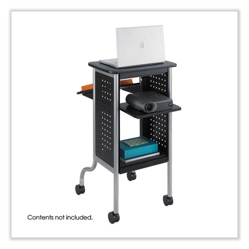 Image of Safco® 8945BL Scoot Presentation Cart, 50 lb Capacity, 4 Shelves, 21.5" x 30.25" x 40.5", Black