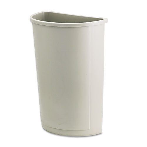 Image of Rubbermaid® Commercial FG352000BEIG Untouchable Half-Round Plastic Receptacle, 21 gal, Plastic, Beige