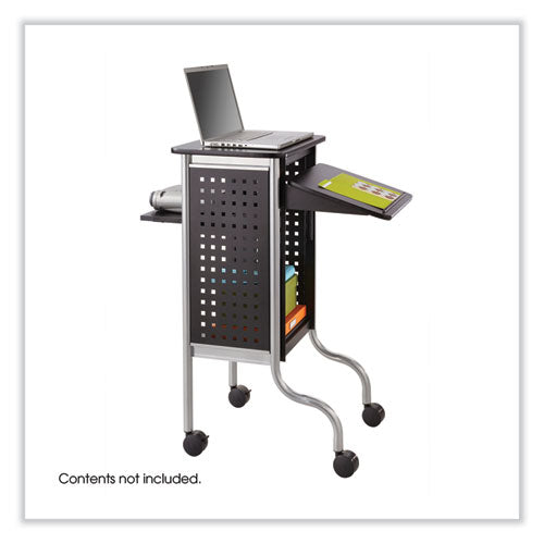 Image of Safco® 8945BL Scoot Presentation Cart, 50 lb Capacity, 4 Shelves, 21.5" x 30.25" x 40.5", Black