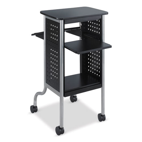 Image of Safco® 8945BL Scoot Presentation Cart, 50 lb Capacity, 4 Shelves, 21.5" x 30.25" x 40.5", Black