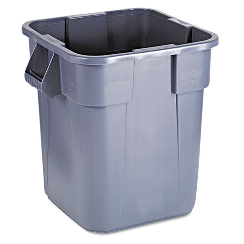 Image of Rubbermaid® Commercial FG352600GRAY Square Brute Container, 28 gal, Polyethylene, Gray