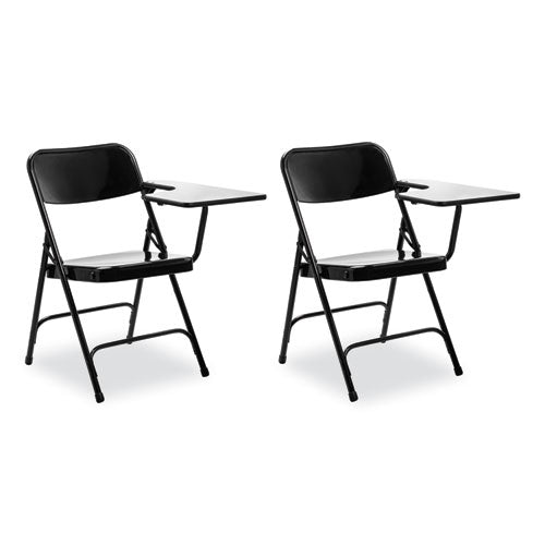 Image of NPS® 5210L 5200 Series Left-Side Tablet-Arm Folding Chair, Supports 480 lb, 17.25" Seat Height, Black, 2/Carton
