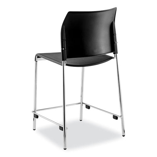Image of NPS® 8810C1110 Cafetorium Counter Height Stool, Supports Up to 300 lb, 24" Seat Height, Black Seat, Black Back, Chrome Base