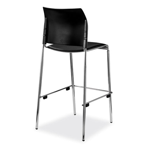 Image of NPS® 8710B1110 Cafetorium Bar Height Stool, Padded Seat/Back, Supports Up to 500 lb, 31" Seat Height, Black Seat, Black Back,Chrome Base