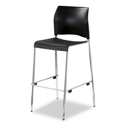 Image of NPS® 8810B1110 Cafetorium Bar Height Stool, Supports Up to 500 lb, 31" Seat Height, Black Seat, Black Back, Chrome Base
