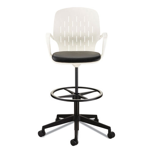 Image of Safco® 7014WH Shell Extended-Height Chair, Supports Up to 275 lb, 22" to 32" Seat Height, Black/White Seat, White Back, Black Base