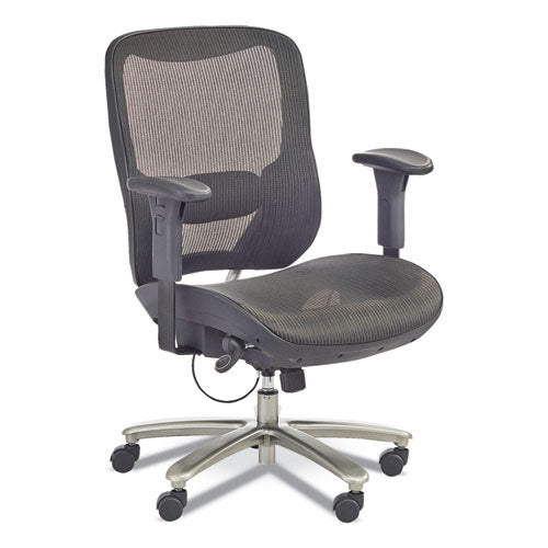 Image of Safco® 3505BL Lineage Big and Tall All-Mesh Task Chair, Supports Up to 400 lb, 19.5" to 23.25" Seat Height, Black Seat, Chrome Base