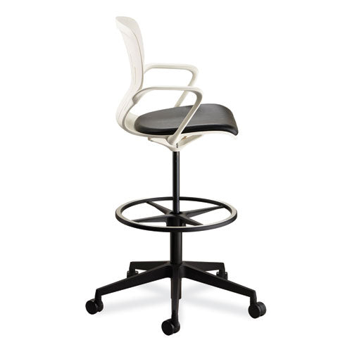 Image of Safco® 7014WH Shell Extended-Height Chair, Supports Up to 275 lb, 22" to 32" Seat Height, Black/White Seat, White Back, Black Base