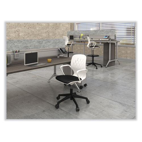 Image of Safco® 7014WH Shell Extended-Height Chair, Supports Up to 275 lb, 22" to 32" Seat Height, Black/White Seat, White Back, Black Base
