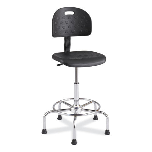 Image of Safco® 6950BL Workfit Economy Industrial Chair, Supports Up to 400 lb, 22" to 30" Seat Height, Black Seat, Black Back, Silver Base