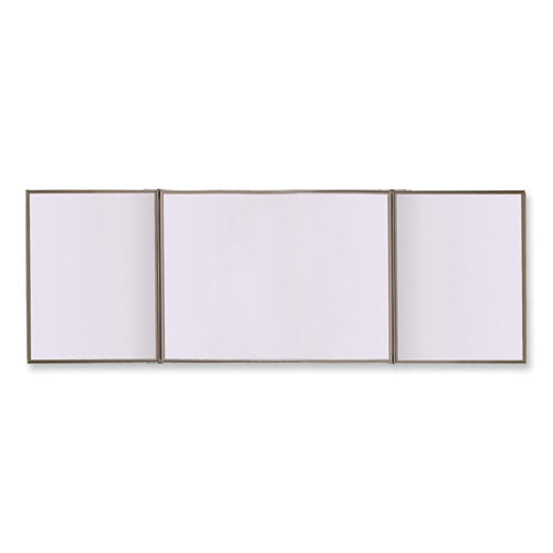 Image of Ghent 41300 VisuALL PC Whiteboard Cabinet with Fabric Bulletin Board Exterior Doors, 36" x 24", Beige/White Surface, Satin Aluminum Frame