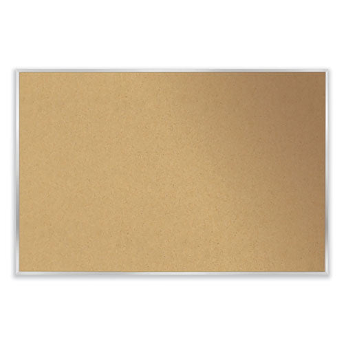 Image of Ghent AK45 Aluminum-Frame Natural Corkboard, 60.5" x 48.5", Tan Surface, Satin Aluminum Frame
