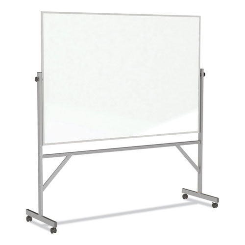 Image of Ghent ARM1M148 Reversible Magnetic Porcelain Whiteboard with Aluminum Frame, 101.25" x 78.25", White Surface, Satin Aluminum Frame