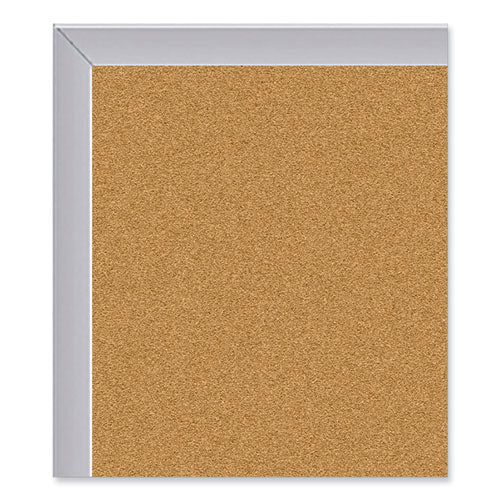 Image of Ghent AK45 Aluminum-Frame Natural Corkboard, 60.5" x 48.5", Tan Surface, Satin Aluminum Frame