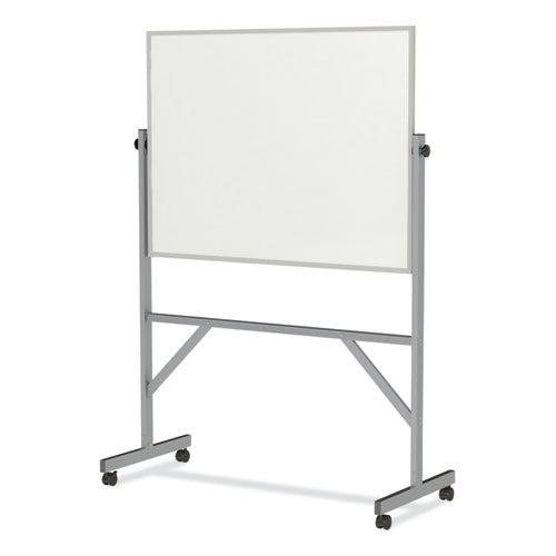 Image of Ghent ARM1M134 Reversible Magnetic Porcelain Whiteboard with Aluminum Frame, 53.25" x 72.25", White Surface, Satin Aluminum Frame