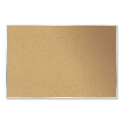 Image of Ghent AK45 Aluminum-Frame Natural Corkboard, 60.5" x 48.5", Tan Surface, Satin Aluminum Frame