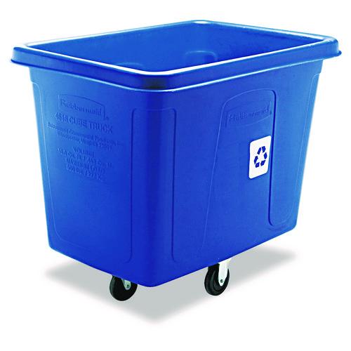 Image of Rubbermaid® Commercial FG461673BLUE Recycling Cube Truck, 120 gal, 500 lb Capacity, Polyethylene, Blue