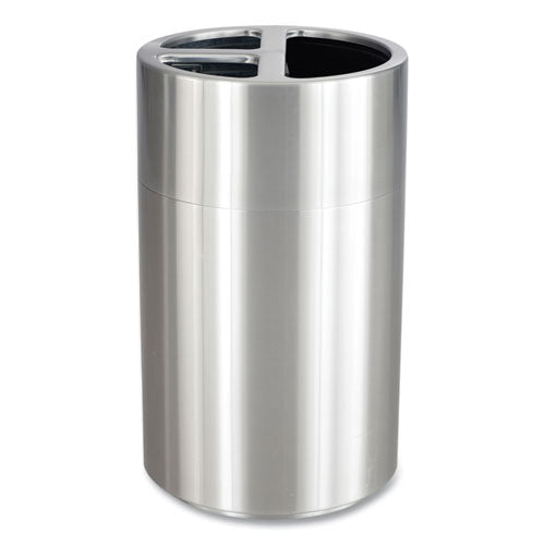 Image of Safco® 9941SS Triple Recycling Receptacle, 40 gal, Steel, Brushed Aluminum