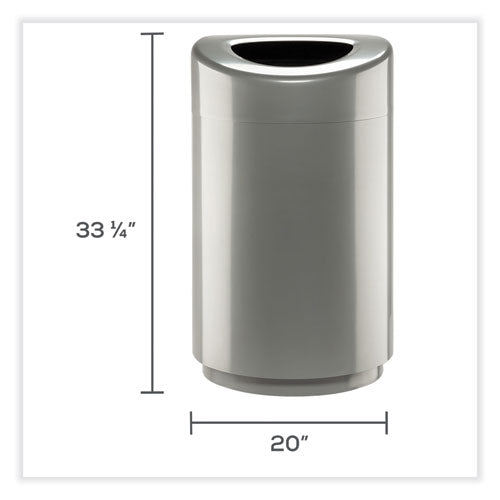 Image of Safco® 9920SL Open Top Round Waste Receptacle, 30 gal, Steel, Silver