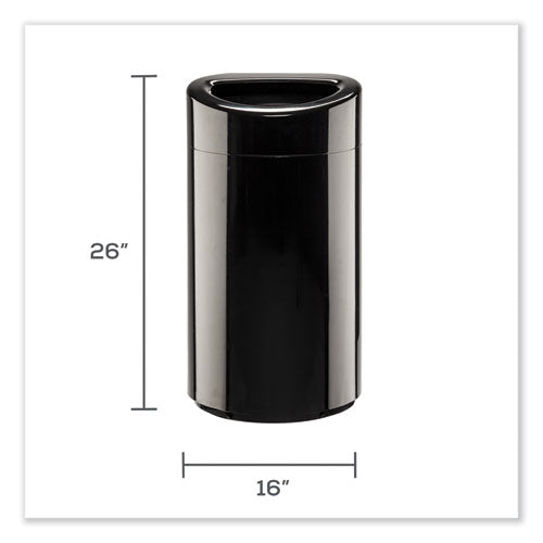 Image of Safco® 9921BL Open Top Oval Waste Receptacle, 14 gal, Steel, Black