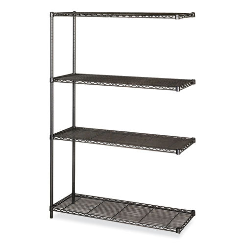 Image of Safco® 5292BL Industrial Add-On Unit, Four-Shelf, 48w x 18d x 72h, Steel, Black