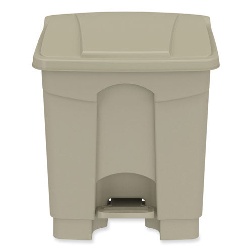 Image of Safco® 9924TN Plastic Step-On Receptacle, 8 gal, Metal, Tan